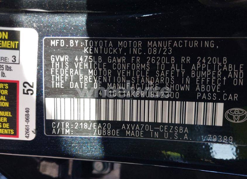 Photo 9 of 2024 Toyota Camry SE (VIN 4T1G11AK8RU842300)