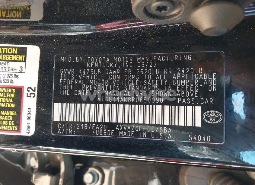 Photo 9 of 2024 Toyota Camry SE (VIN 4T1G11AK8RU850090)