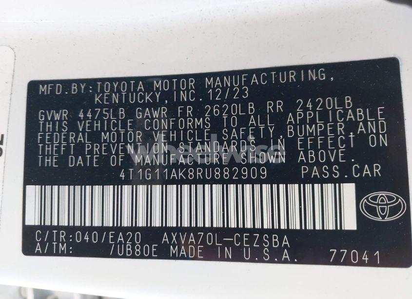 Photo 9 of 2024 Toyota Camry SE (VIN 4T1G11AK8RU882909)