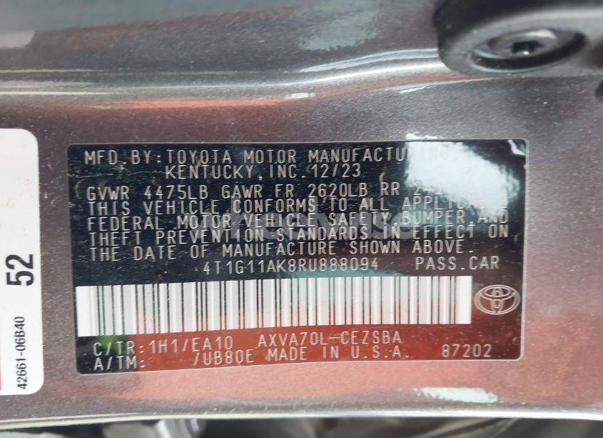 Photo 9 of 2024 Toyota Camry SE (VIN 4T1G11AK8RU888094)