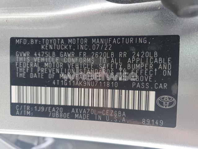 Photo 4 of 2022 TOYOTA CAMRY SE (VIN 4T1G11AK9NU711810)