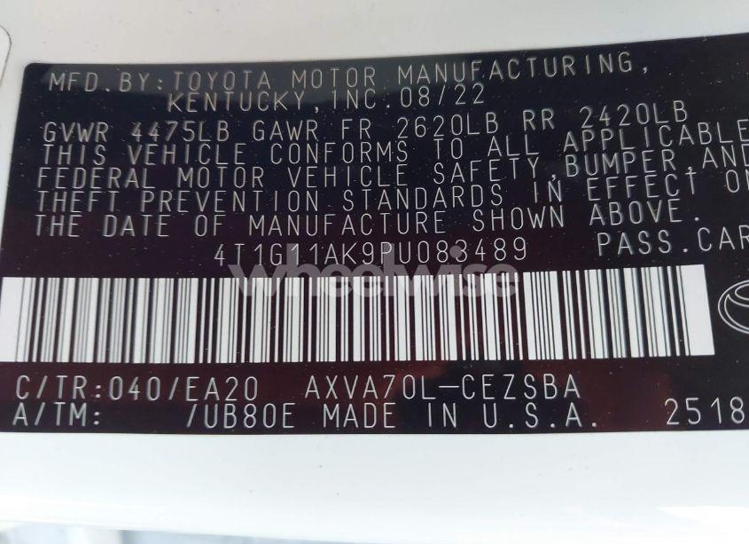 Photo 9 of 2023 Toyota Camry SE (VIN 4T1G11AK9PU083489)