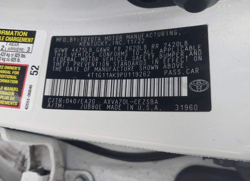 Photo 9 of 2023 Toyota Camry SE (VIN 4T1G11AK9PU119262)