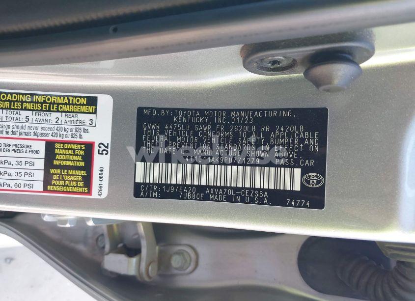 Photo 9 of 2023 Toyota Camry SE (VIN 4T1G11AK9PU771279)