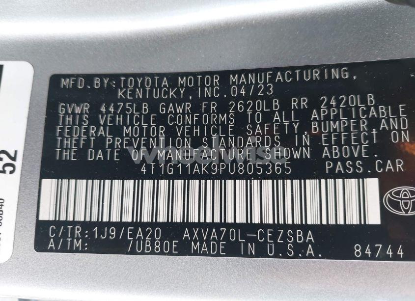 Photo 9 of 2023 Toyota Camry SE (VIN 4T1G11AK9PU805365)