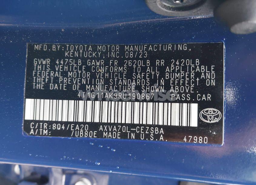 Photo 9 of 2024 Toyota Camry SE (VIN 4T1G11AK9RU190867)