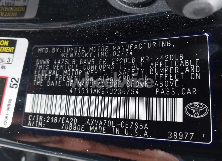 Photo 9 of 2024 Toyota Camry SE (VIN 4T1G11AK9RU236794)