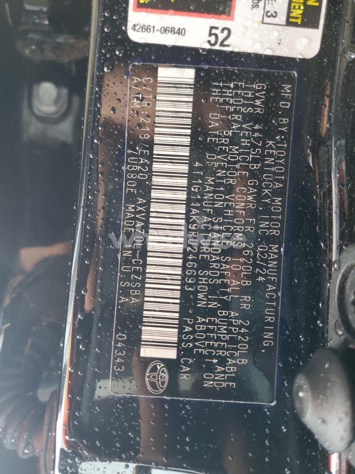 Photo 12 of 2024 TOYOTA CAMRY SE NIGHT SHADE (VIN 4T1G11AK9RU246693)