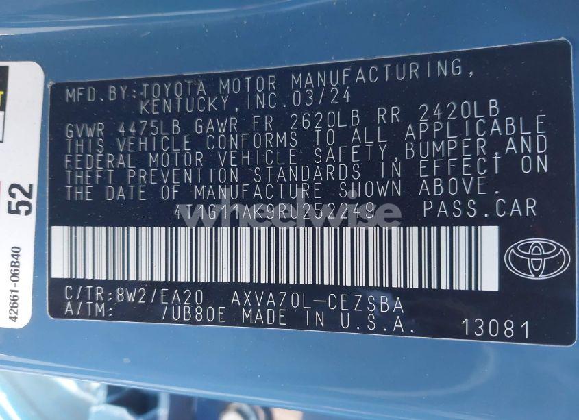 Photo 9 of 2024 Toyota Camry SE (VIN 4T1G11AK9RU252249)