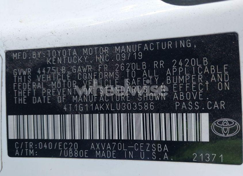 Photo 9 of 2020 Toyota Camry SE NIGHTSHADE EDITION (VIN 4T1G11AKXLU303586)