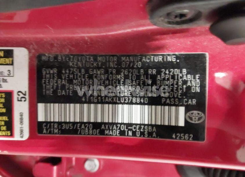 Photo 9 of 2020 Toyota Camry SE (VIN 4T1G11AKXLU378840)