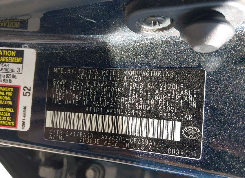 Photo 9 of 2021 Toyota Camry SE (VIN 4T1G11AKXMU521142)