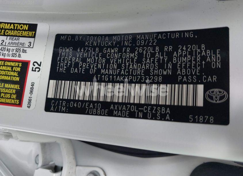 Photo 9 of 2023 Toyota Camry SE (VIN 4T1G11AKXPU733298)