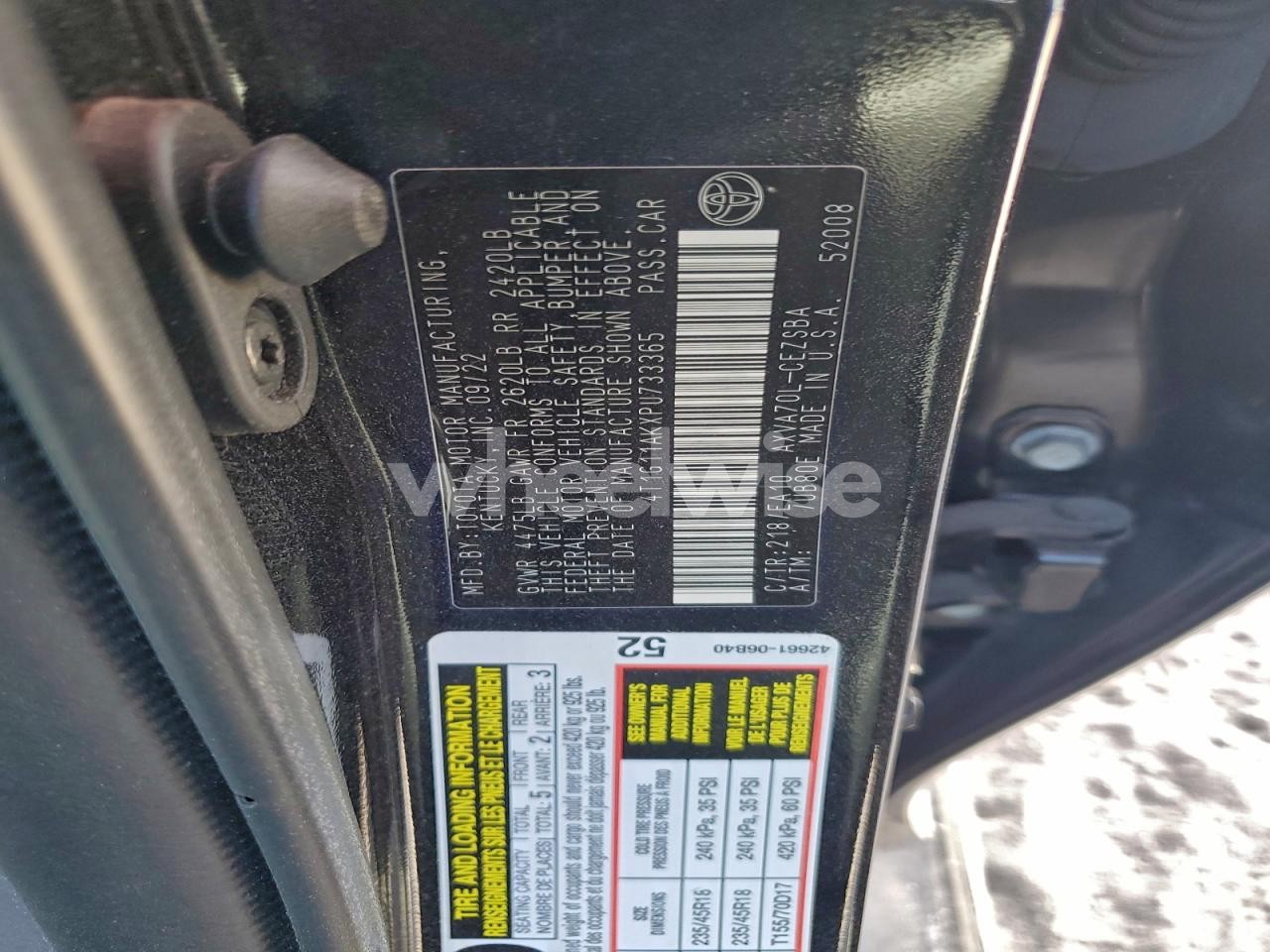 Photo 12 of 2023 TOYOTA CAMRY SE NIGHT SHADE (VIN 4T1G11AKXPU733365)