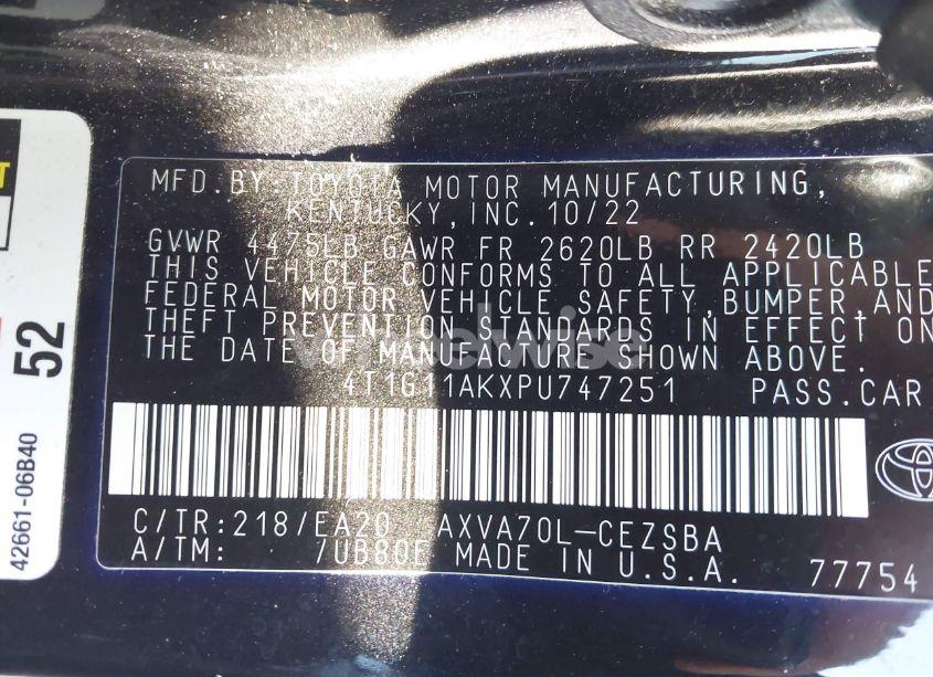 Photo 9 of 2023 Toyota Camry SE (VIN 4T1G11AKXPU747251)