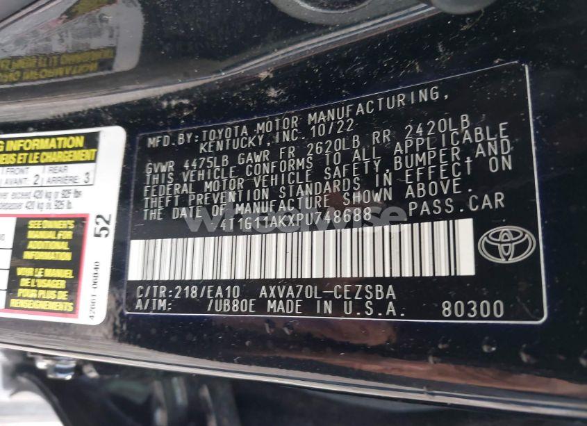 Photo 9 of 2023 Toyota Camry SE (VIN 4T1G11AKXPU748688)