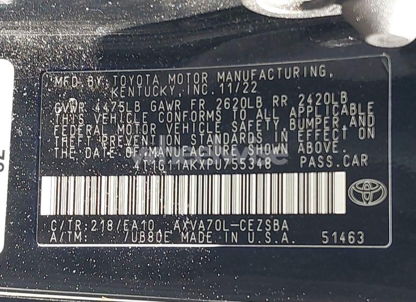 Photo 9 of 2023 Toyota Camry SE (VIN 4T1G11AKXPU755348)