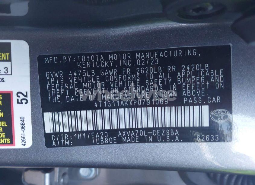 Photo 9 of 2023 Toyota Camry SE (VIN 4T1G11AKXPU791069)