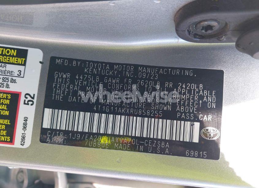 Photo 9 of 2024 Toyota Camry SE (VIN 4T1G11AKXRU858255)