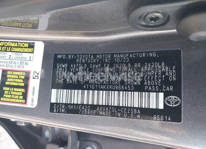 Photo 9 of 2024 Toyota Camry SE (VIN 4T1G11AKXRU866453)