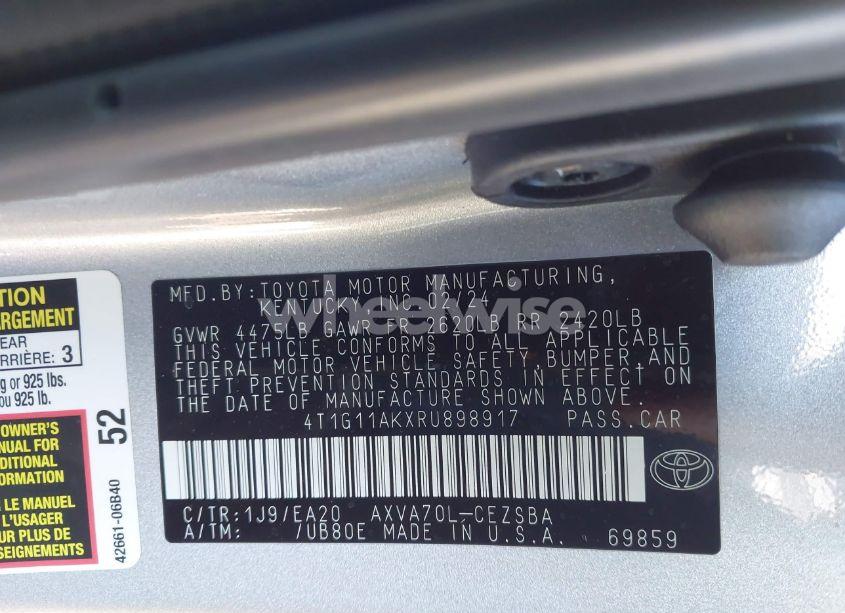 Photo 9 of 2024 Toyota Camry SE (VIN 4T1G11AKXRU898917)