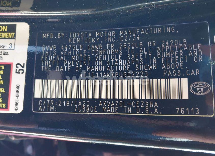 Photo 9 of 2024 Toyota Camry SE (VIN 4T1G11AKXRU902223)