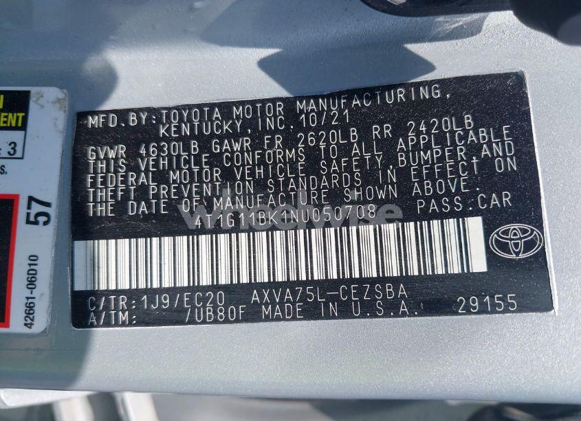 Photo 9 of 2022 Toyota Camry SE NIGHTSHADE SPECIAL AWD (VIN 4T1G11BK1NU050708)