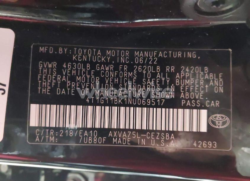 Photo 9 of 2022 Toyota Camry SE AWD (VIN 4T1G11BK1NU069517)