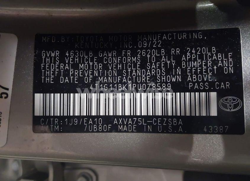 Photo 9 of 2023 Toyota Camry SE AWD (VIN 4T1G11BK1PU078589)