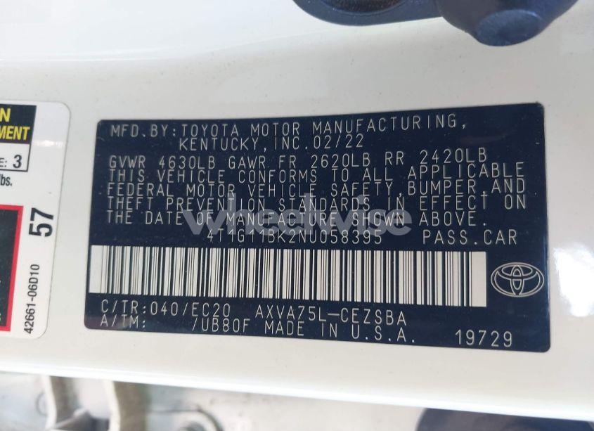 Photo 9 of 2022 Toyota Camry SE NIGHTSHADE SPECIAL AWD (VIN 4T1G11BK2NU058395)