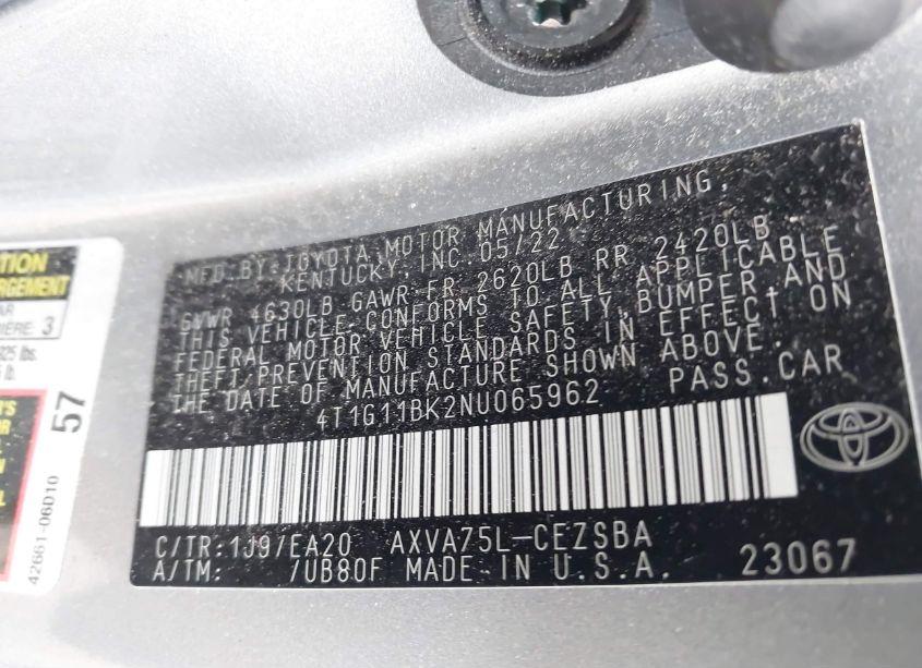 Photo 9 of 2022 Toyota Camry SE AWD (VIN 4T1G11BK2NU065962)