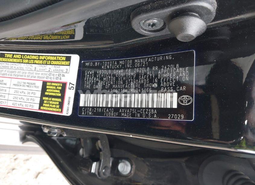 Photo 9 of 2021 Toyota Camry SE AWD (VIN 4T1G11BK3MU041166)