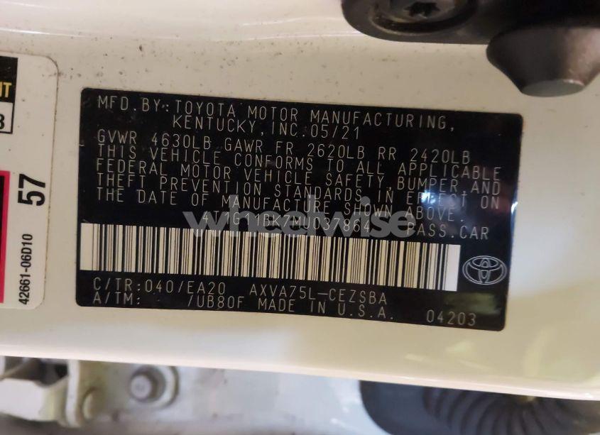 Photo 9 of 2021 Toyota Camry SE AWD (VIN 4T1G11BK7MU037864)