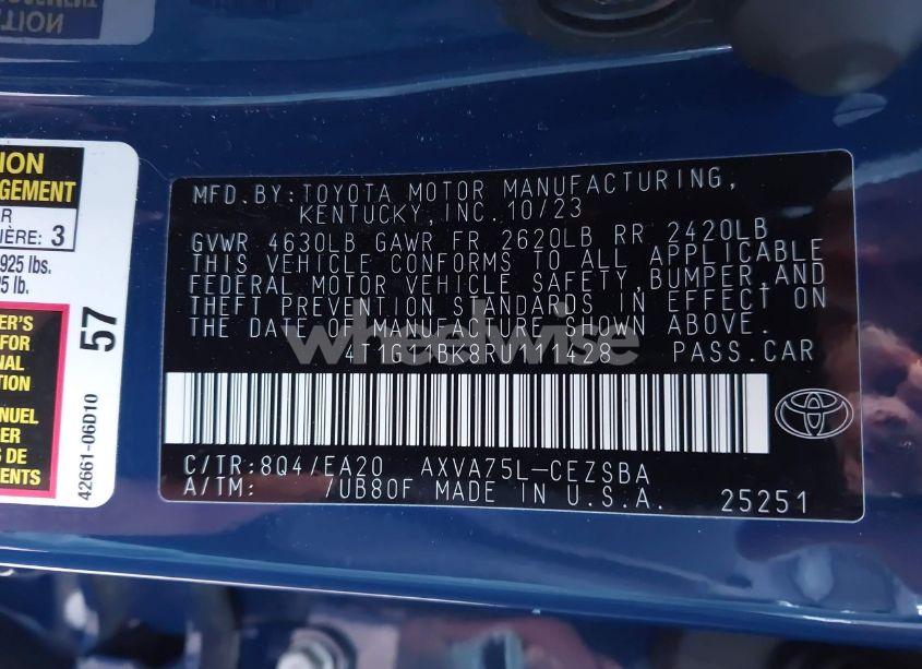 Photo 9 of 2024 Toyota Camry SE (VIN 4T1G11BK8RU111428)