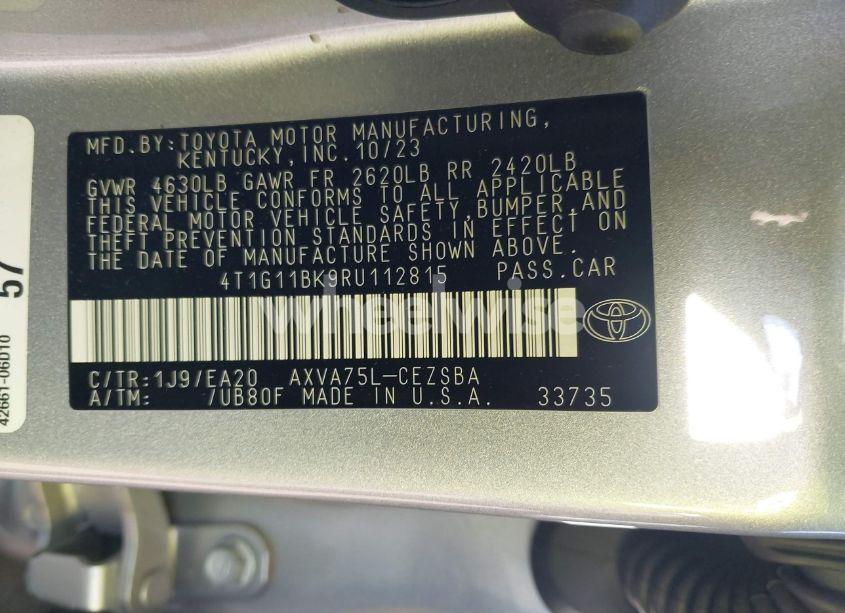 Photo 9 of 2024 Toyota Camry SE (VIN 4T1G11BK9RU112815)