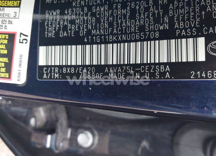 Photo 9 of 2022 Toyota Camry SE AWD (VIN 4T1G11BKXNU065708)