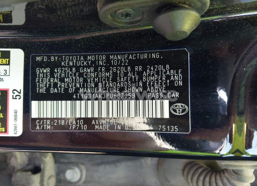 Photo 9 of 2023 Toyota Camry SE HYBRID (VIN 4T1G31AK3PU607259)