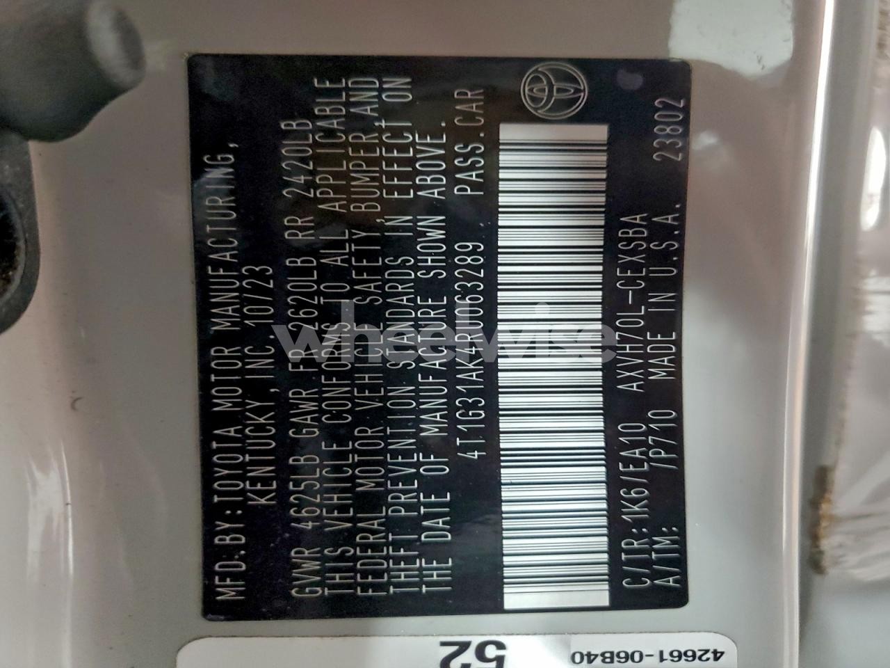 Photo 12 of 2024 TOYOTA CAMRY SE NIGHT SHADE (VIN 4T1G31AK4RU063289)