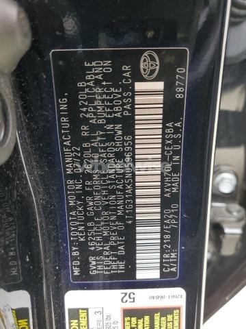 Photo 11 of 2022 TOYOTA CAMRY NIGHT SHADE (VIN 4T1G31AK5NU596956)