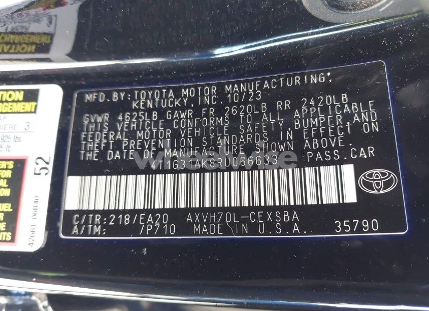 Photo 9 of 2024 Toyota Camry HYBRID SE (VIN 4T1G31AK8RU066633)