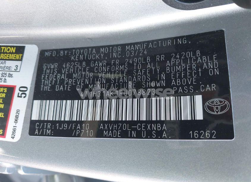 Photo 9 of 2024 Toyota Camry HYBRID LE (VIN 4T1H31AK1RU078823)