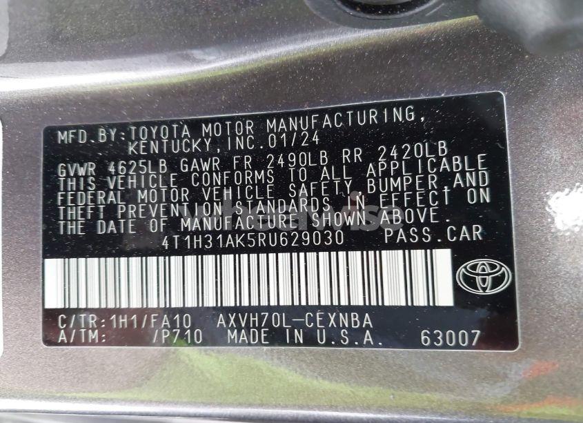Photo 9 of 2024 Toyota Camry HYBRID LE (VIN 4T1H31AK5RU629030)