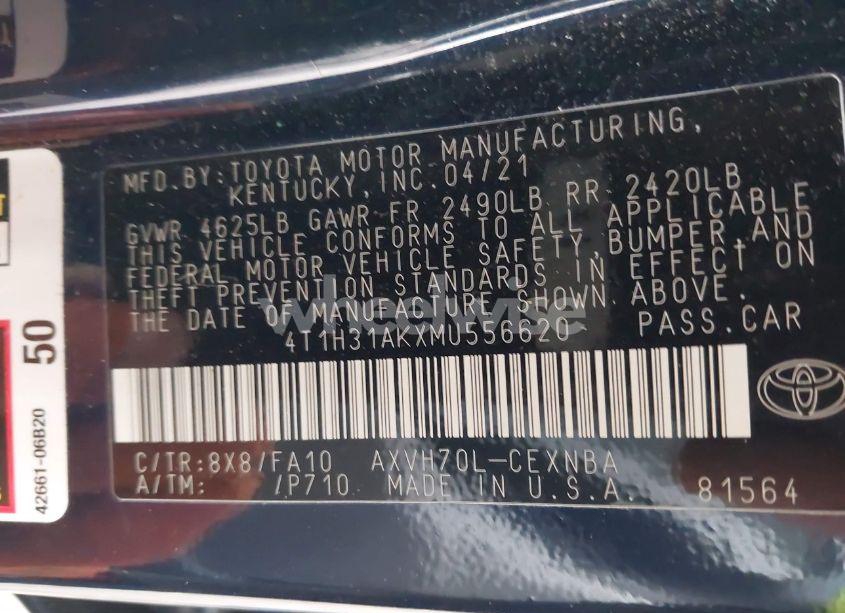 Photo 9 of 2021 Toyota Camry LE HYBRID (VIN 4T1H31AKXMU556620)