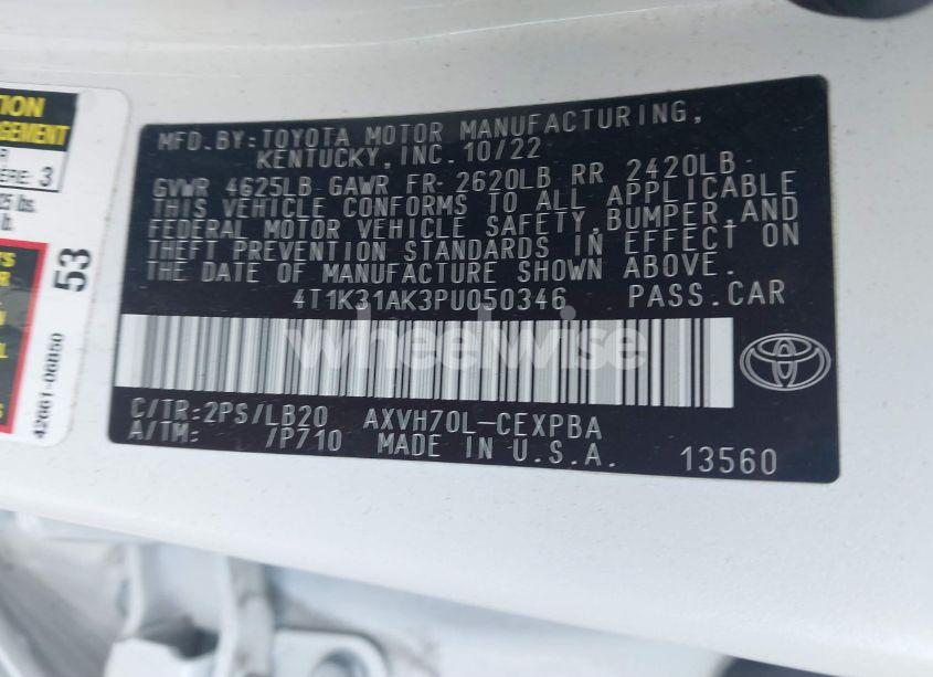 Photo 9 of 2023 Toyota Camry XSE HYBRID (VIN 4T1K31AK3PU050346)