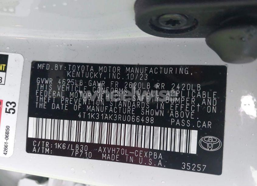 Photo 9 of 2024 Toyota Camry HYBRID XSE (VIN 4T1K31AK3RU066498)