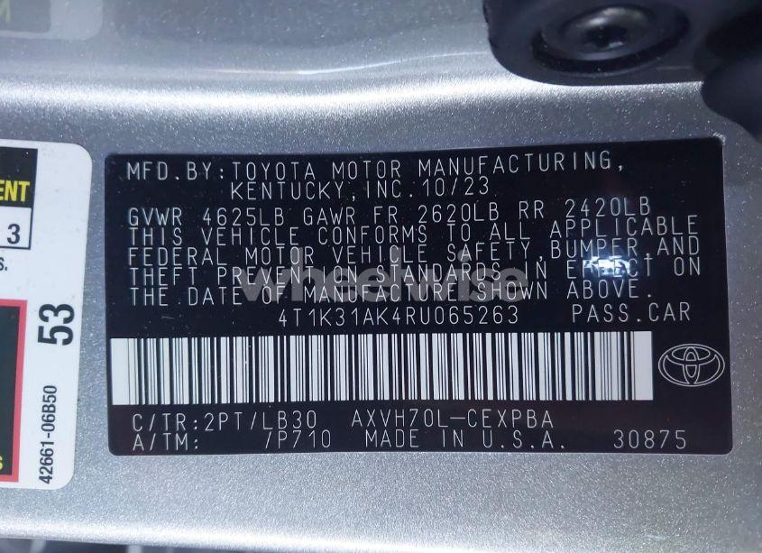 Photo 9 of 2024 Toyota Camry HYBRID XSE (VIN 4T1K31AK4RU065263)