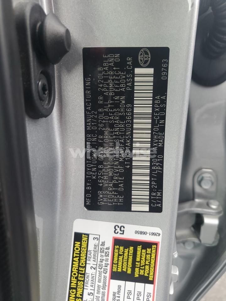 Photo 12 of 2022 TOYOTA CAMRY XSE (VIN 4T1K31AK5NU036669)