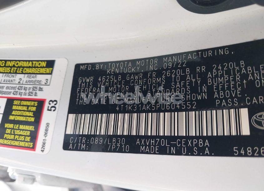 Photo 9 of 2023 Toyota Camry XSE HYBRID (VIN 4T1K31AK5PU604552)