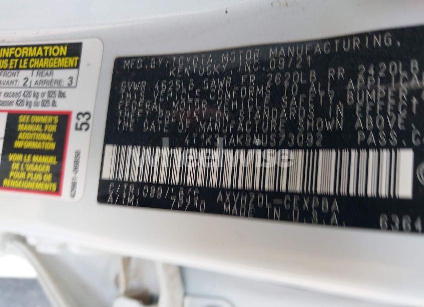 Photo 9 of 2022 Toyota Camry XSE HYBRID (VIN 4T1K31AK9NU573092)