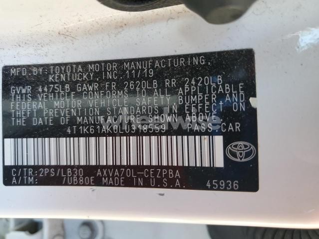 Photo 3 of 2020 TOYOTA CAMRY XSE (VIN 4T1K61AK0LU318559)